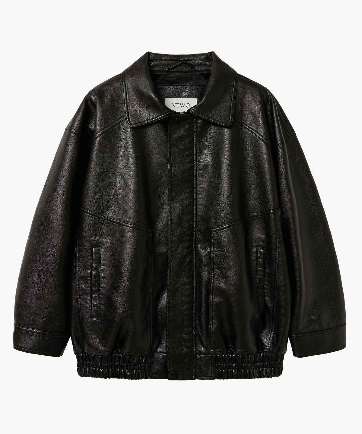 브이투(VTWO) 8280 워시드 레더 오버핏 자켓 (BLACK)