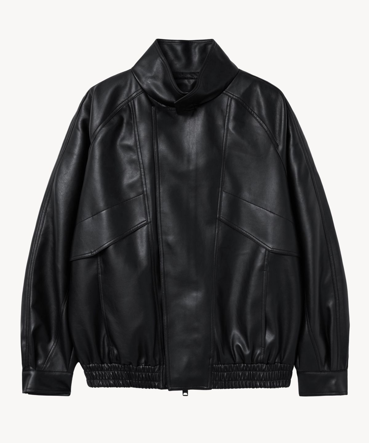 브이투(VTWO) 8276 오버핏 레더 자켓 (BLACK)