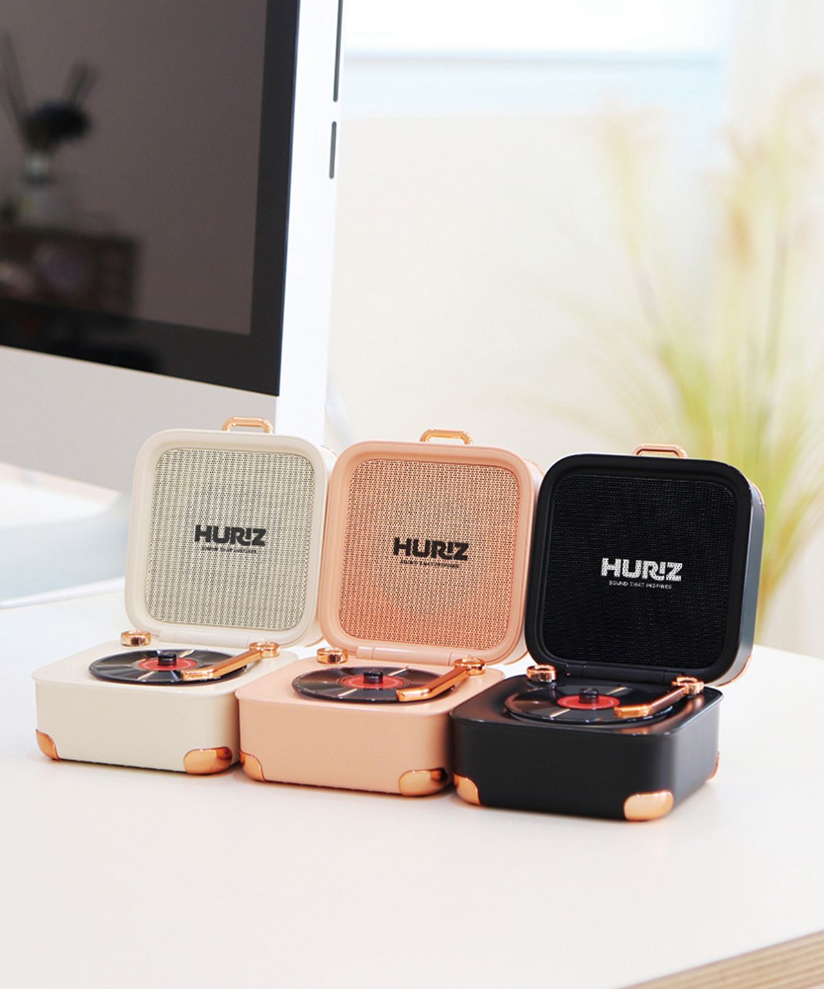 휴라이즈(HURIZ) 미니 캐리어 디자인 폴딩 블루투스 스피커 HR-STB150