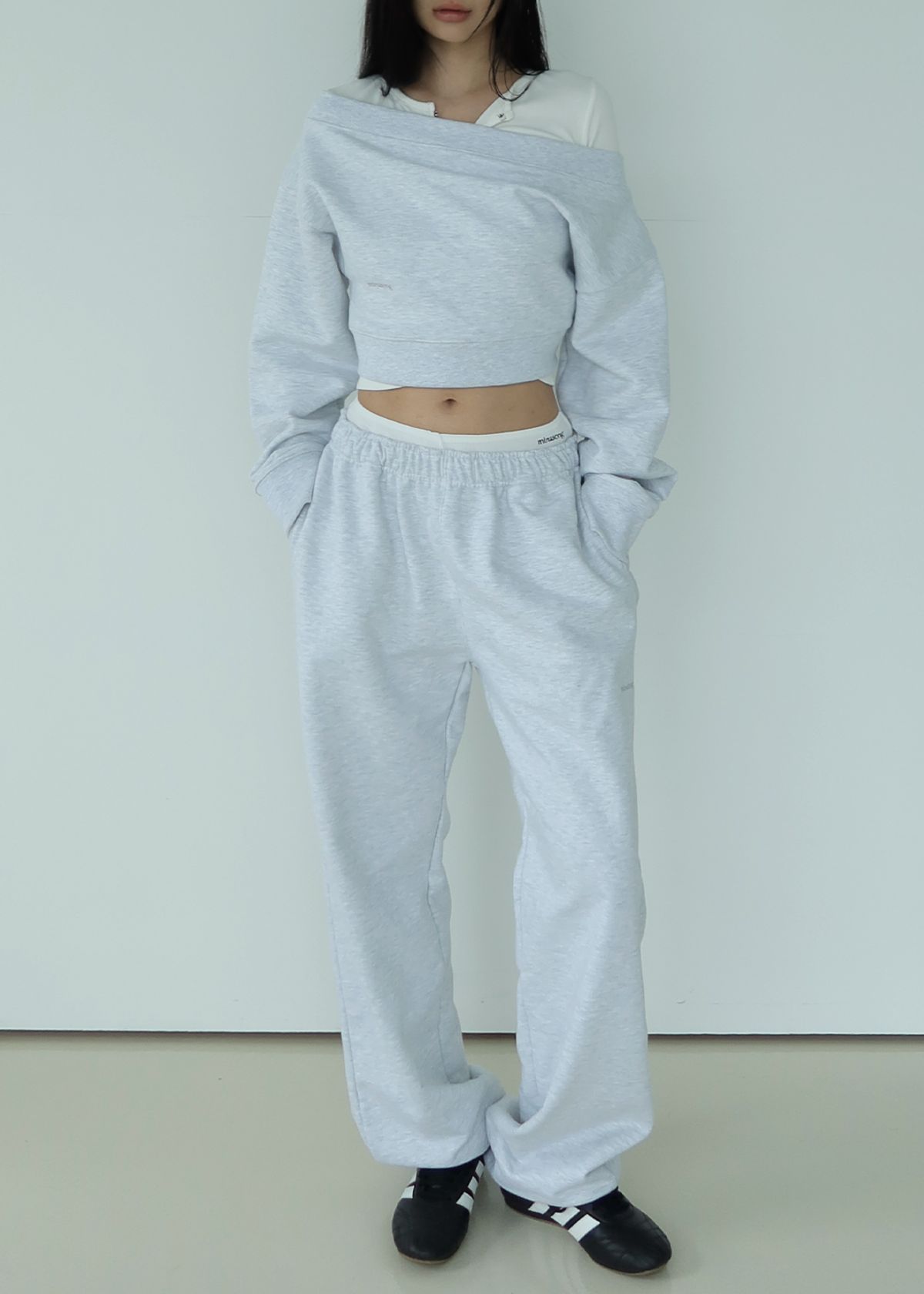 민아송(MINA SONG) BASIC SWEAT PANTS - MELANGE GREY