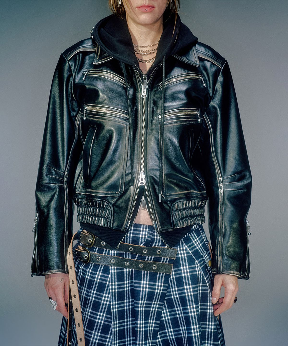 베이컨트 아카이브(VACANT ARCHIVE) DERECK LEATHER BLOUSON JACKET BLACK