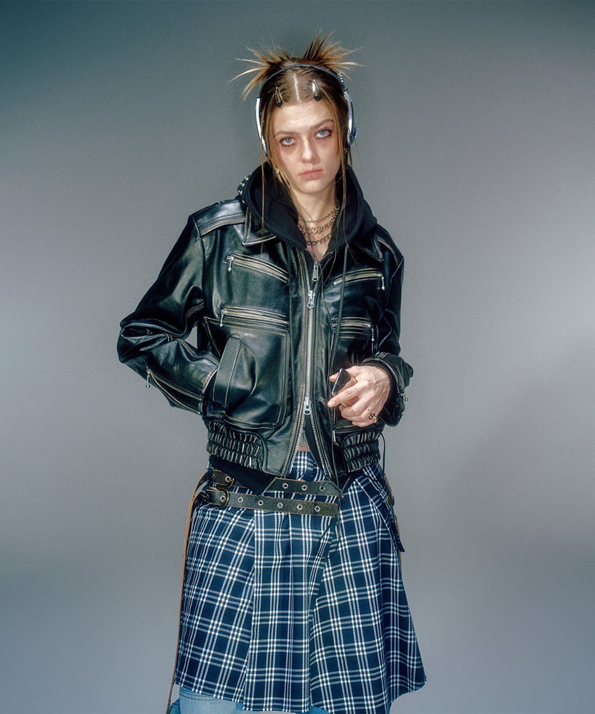 베이컨트 아카이브(VACANT ARCHIVE) DERECK LEATHER BLOUSON JACKET BLACK