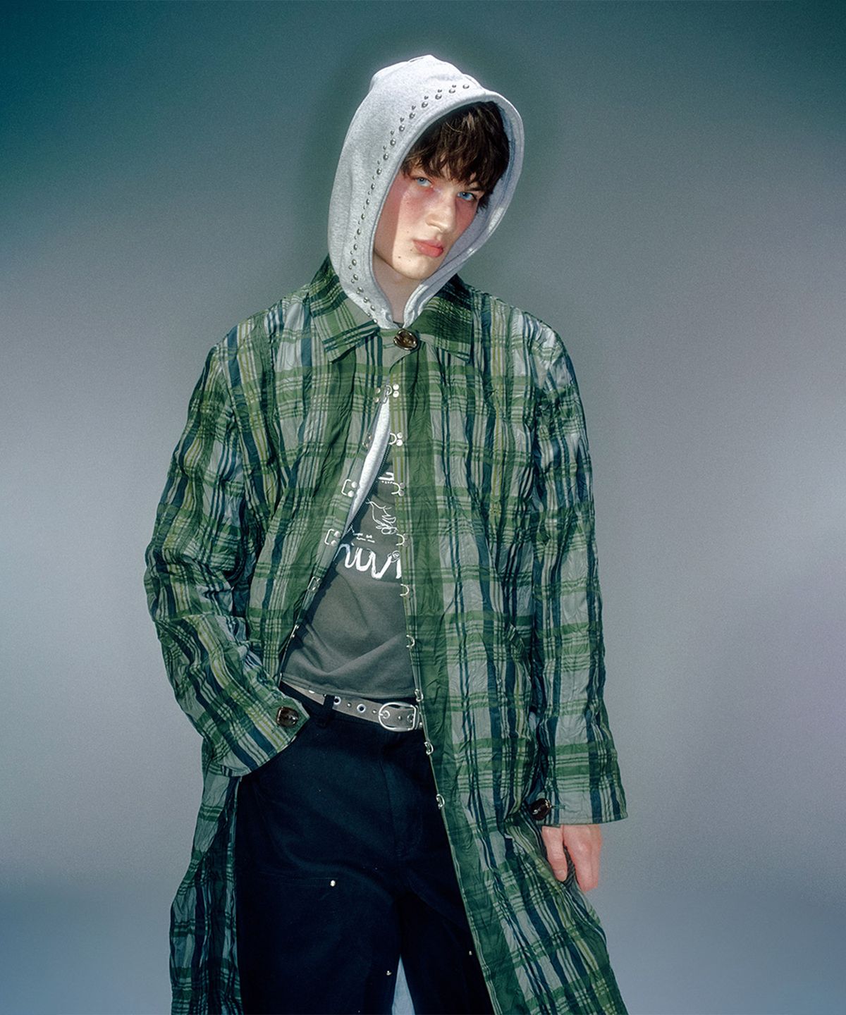 베이컨트 아카이브(VACANT ARCHIVE) HADID CHECK WRINKLE HOOK COAT (2COLOR)