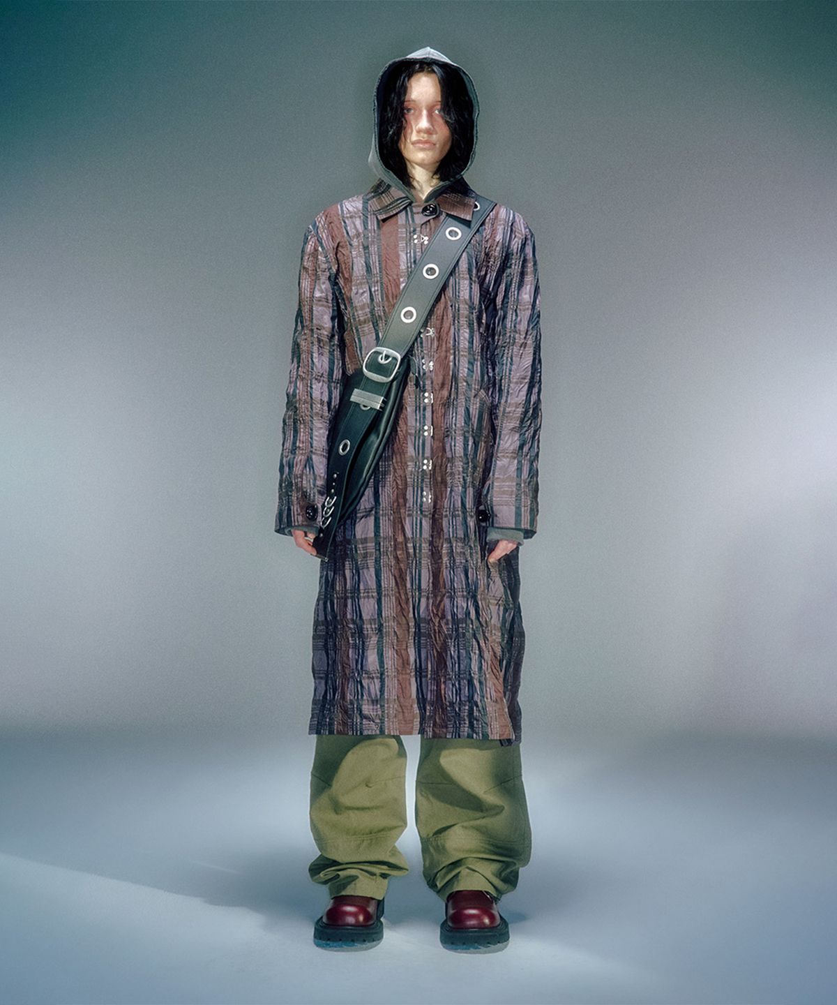 베이컨트 아카이브(VACANT ARCHIVE) HADID CHECK WRINKLE HOOK COAT (2COLOR)
