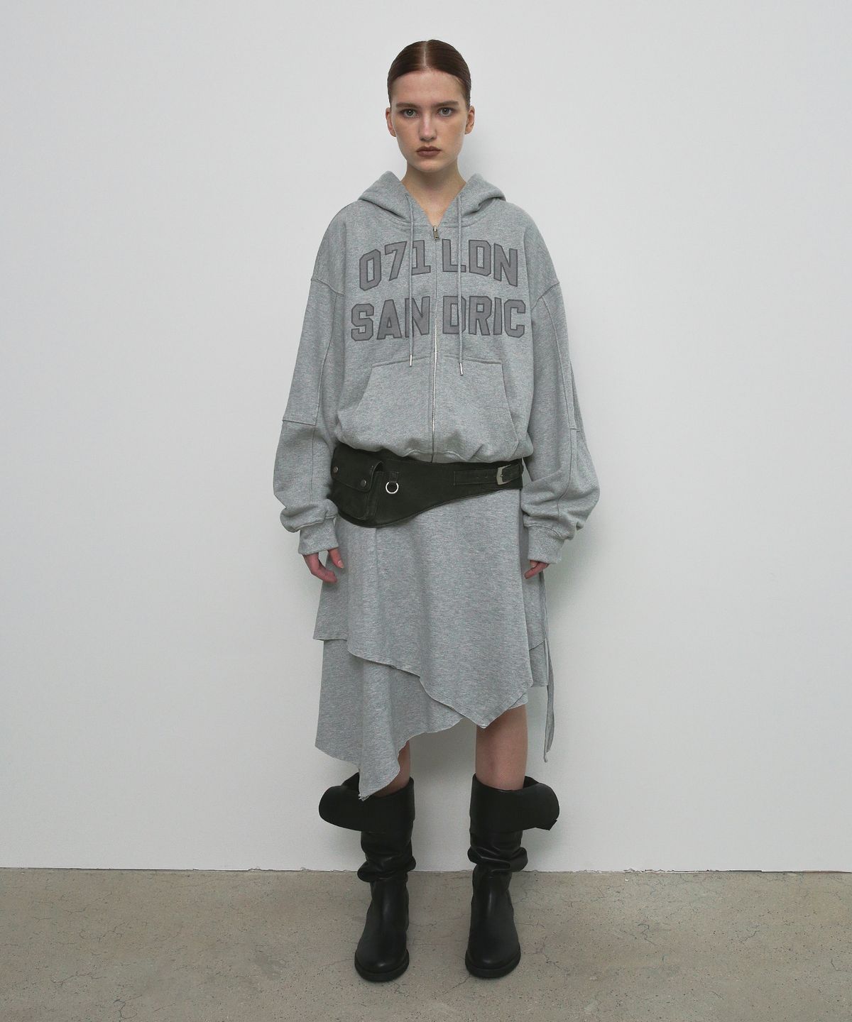 샌드릭(SANDRIC) OVERFIT HOOD ZIP UP_MELANGE GREY