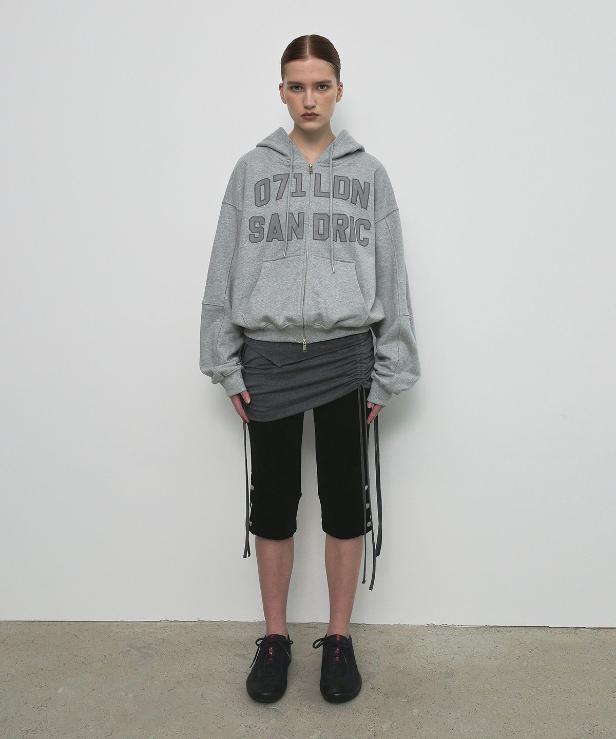 샌드릭(SANDRIC) OVERFIT HOOD ZIP UP_MELANGE GREY