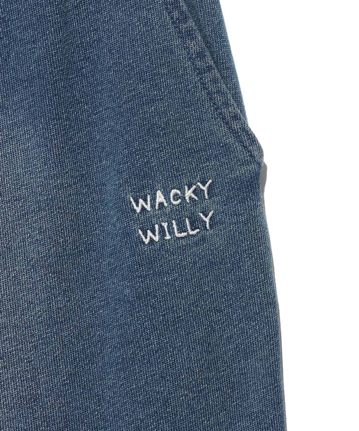와키윌리(WACKY WILLY) 우먼스 져지데님 워싱 카고팬츠 블루