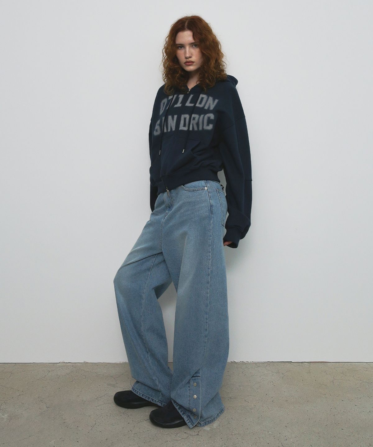 샌드릭(SANDRIC) OVERFIT HOOD ZIP UP_NAVY