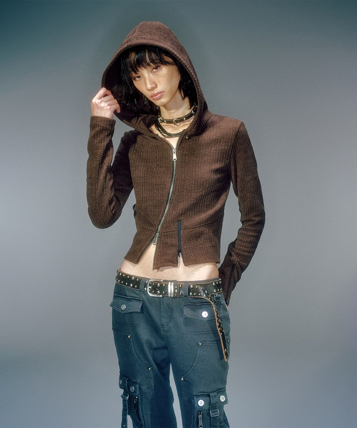 베이컨트 아카이브(VACANT ARCHIVE) MORO RIBBED HOOD ZIP-UP (3COLOR)