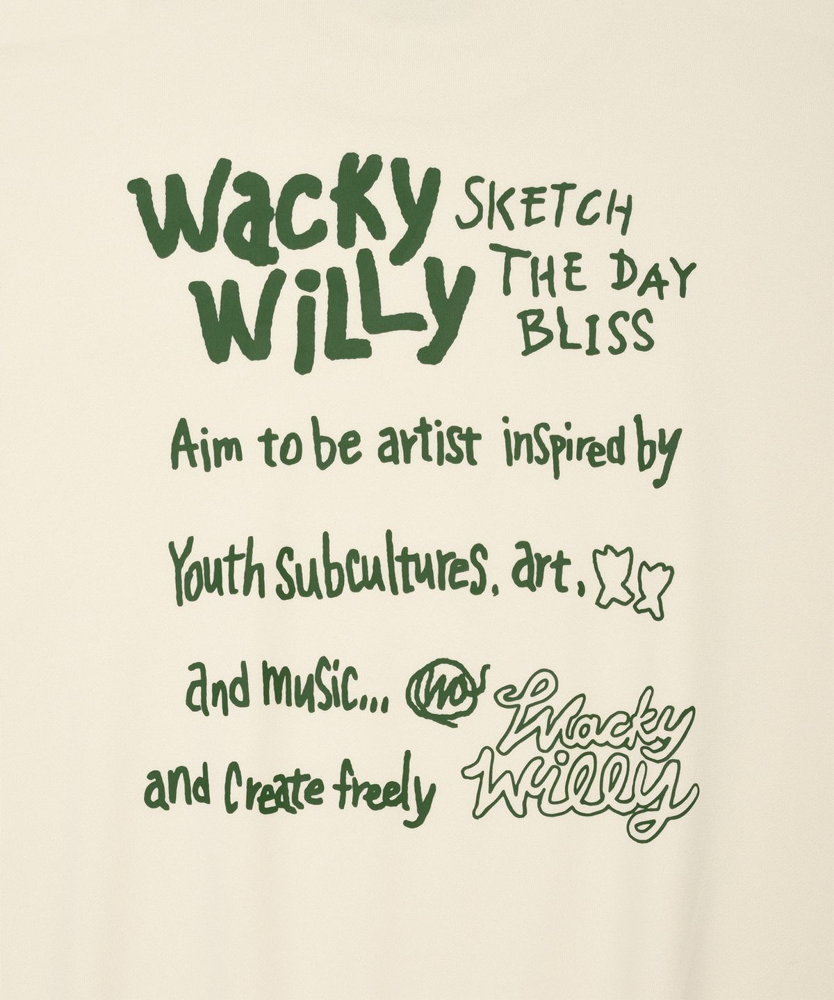 와키윌리(WACKY WILLY) 백 프린팅 레터링 맨투맨 크림