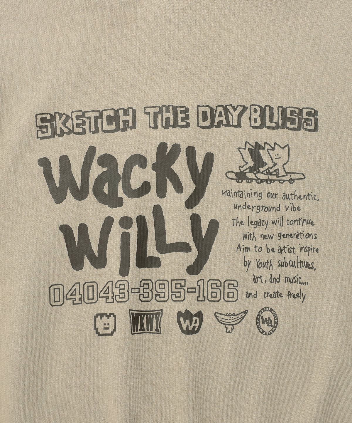 와키윌리(WACKY WILLY) 스케치 그래픽 후드 스웻 카키