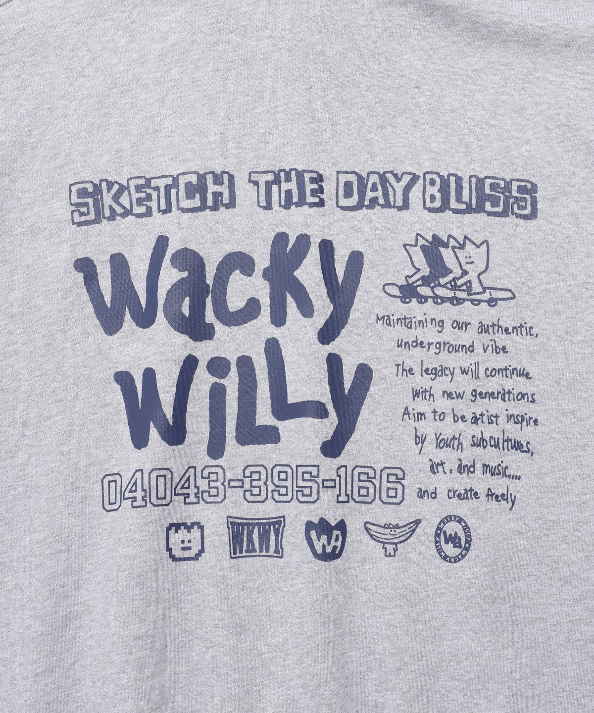 와키윌리(WACKY WILLY) 스케치 그래픽 후드 스웻 그레이