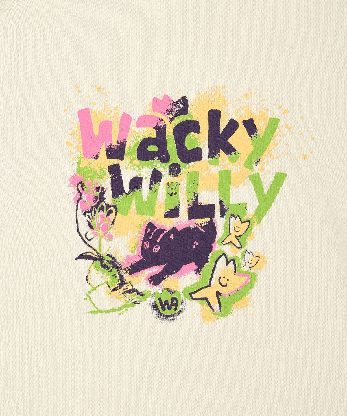와키윌리(WACKY WILLY) 스프레이 그래픽 후드집업 크림