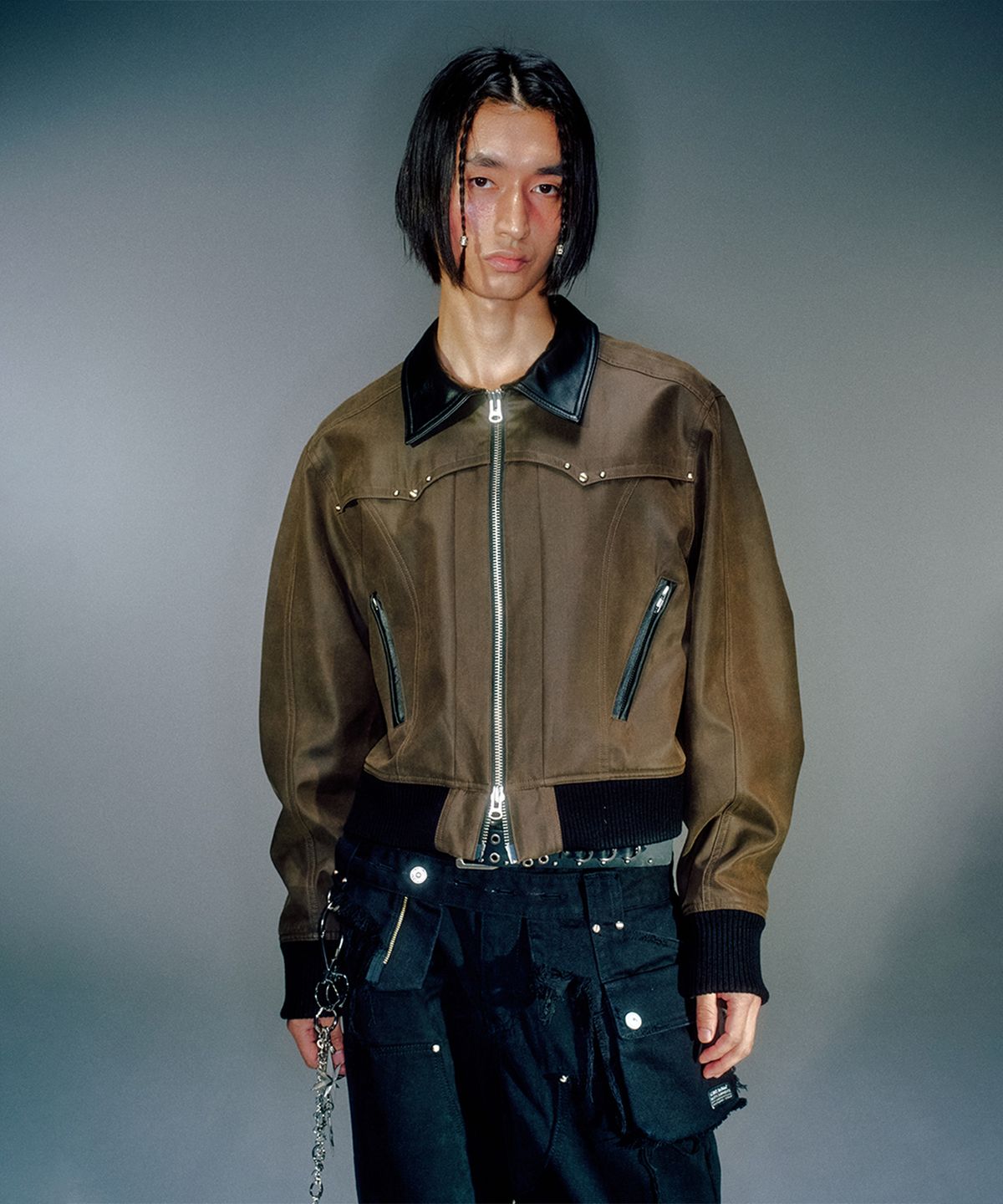 베이컨트 아카이브(VACANT ARCHIVE) BELLAMY LEATHER COLLOAR JACKET BLACK