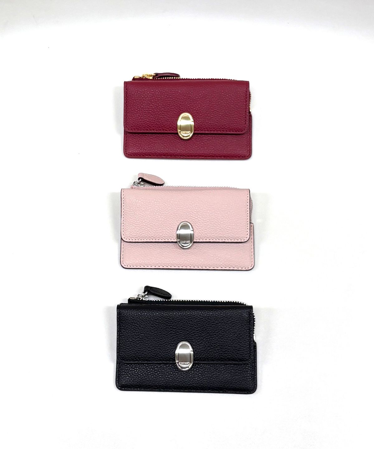 질스튜어트액세서리(JILLSTUART ACC) [TATE] 가죽 오발 장식 지퍼 카드지갑 3color