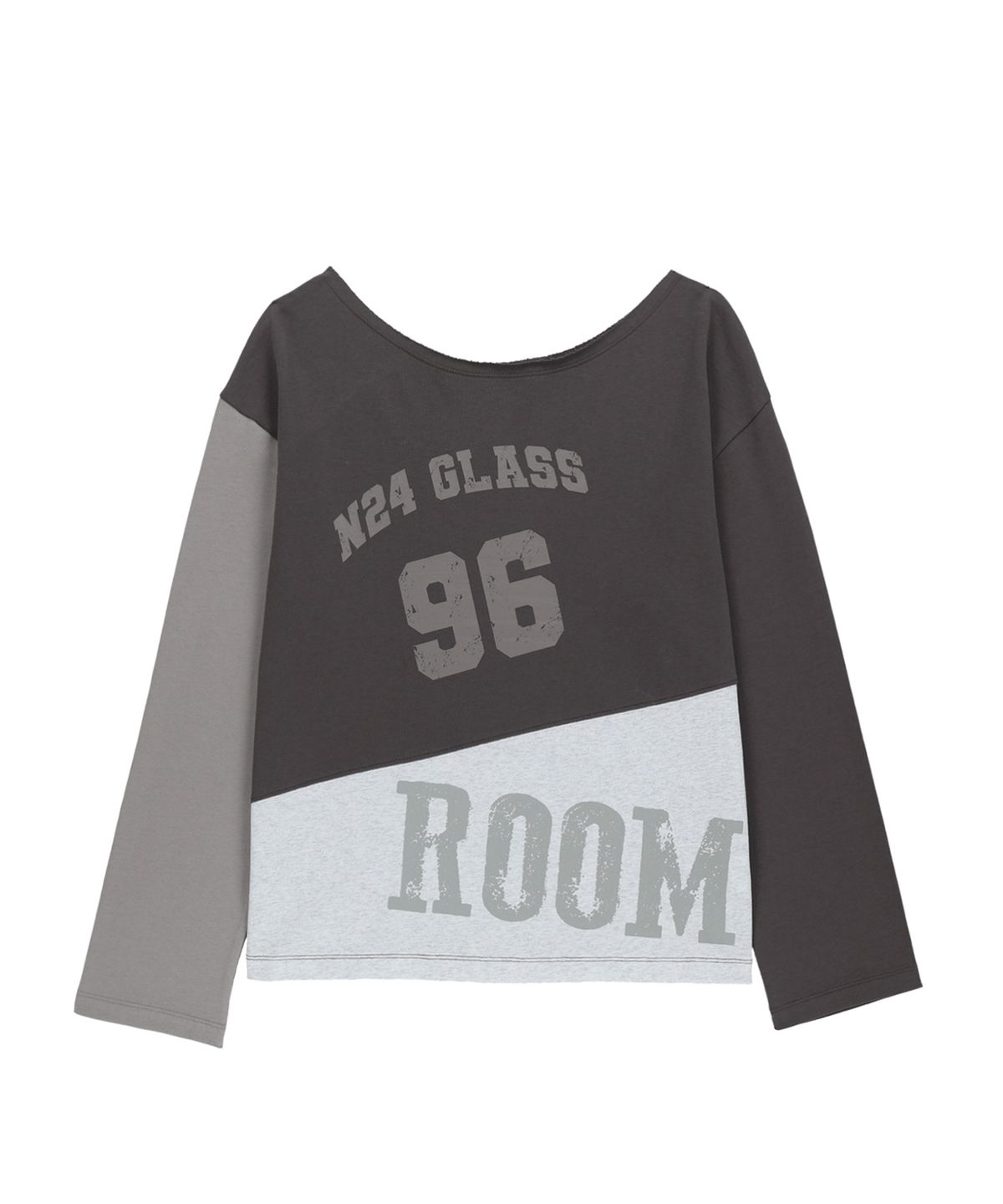 샌드릭(SANDRIC) ONE SHOULDER COLOR BLOCK T-SHIRT_BROWN