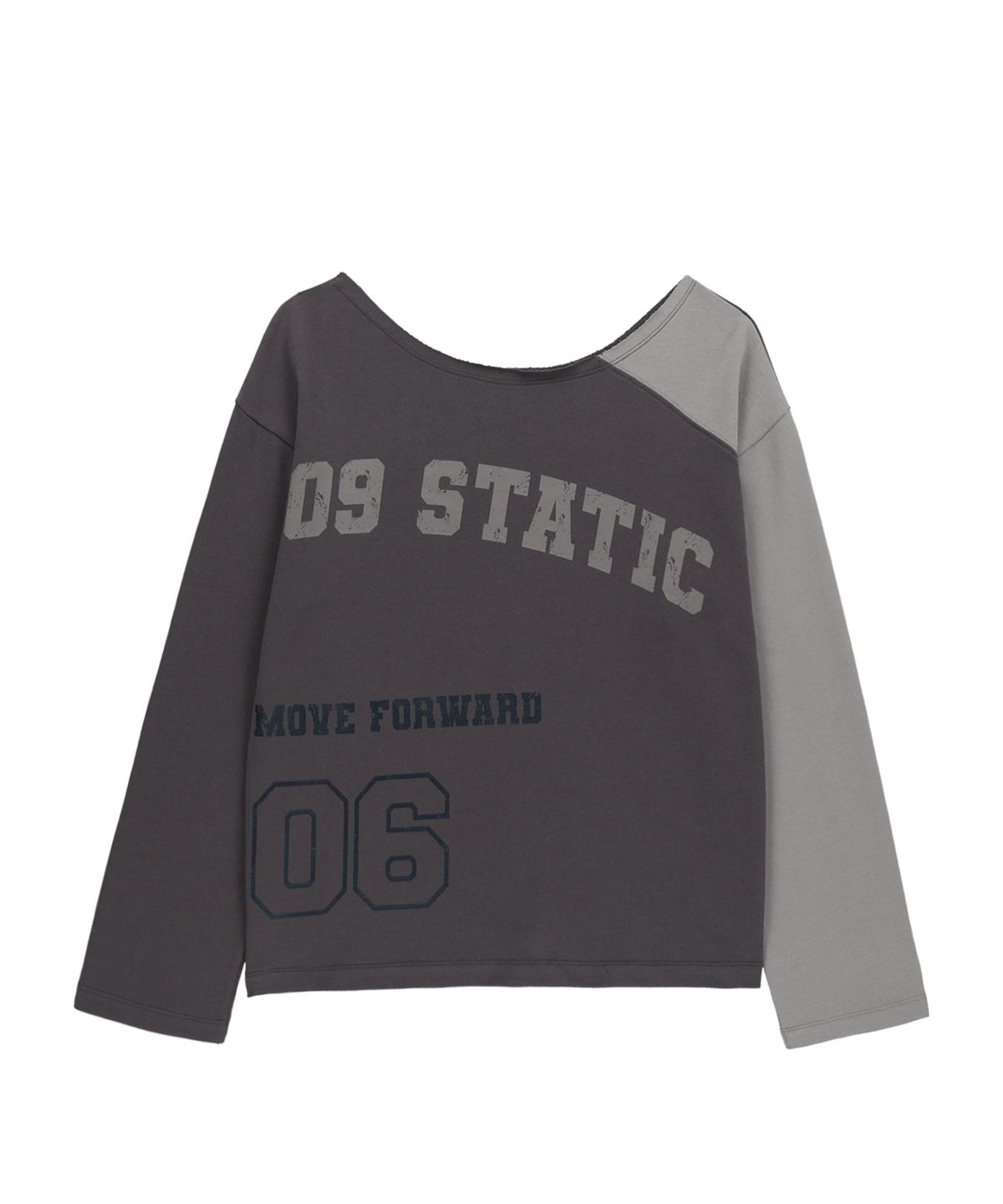 샌드릭(SANDRIC) ONE SHOULDER COLOR BLOCK T-SHIRT_BROWN