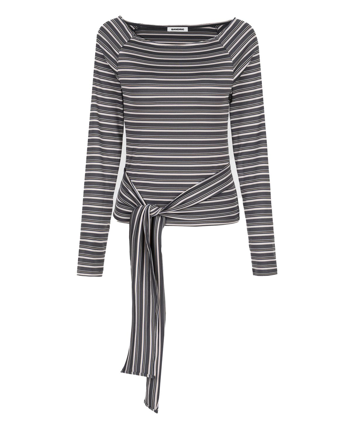샌드릭(SANDRIC) STRIPE STRAP T-SHIRT_CHARCOAL