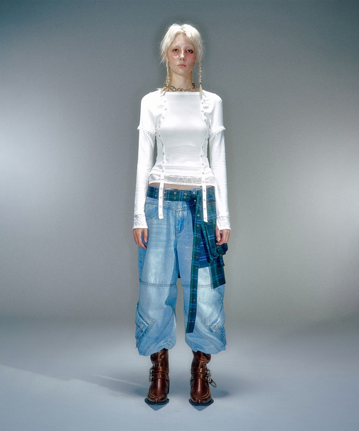 베이컨트 아카이브(VACANT ARCHIVE) LENO TRIPLE LAYERED LONG SLEEVE TOP (3COLOR)