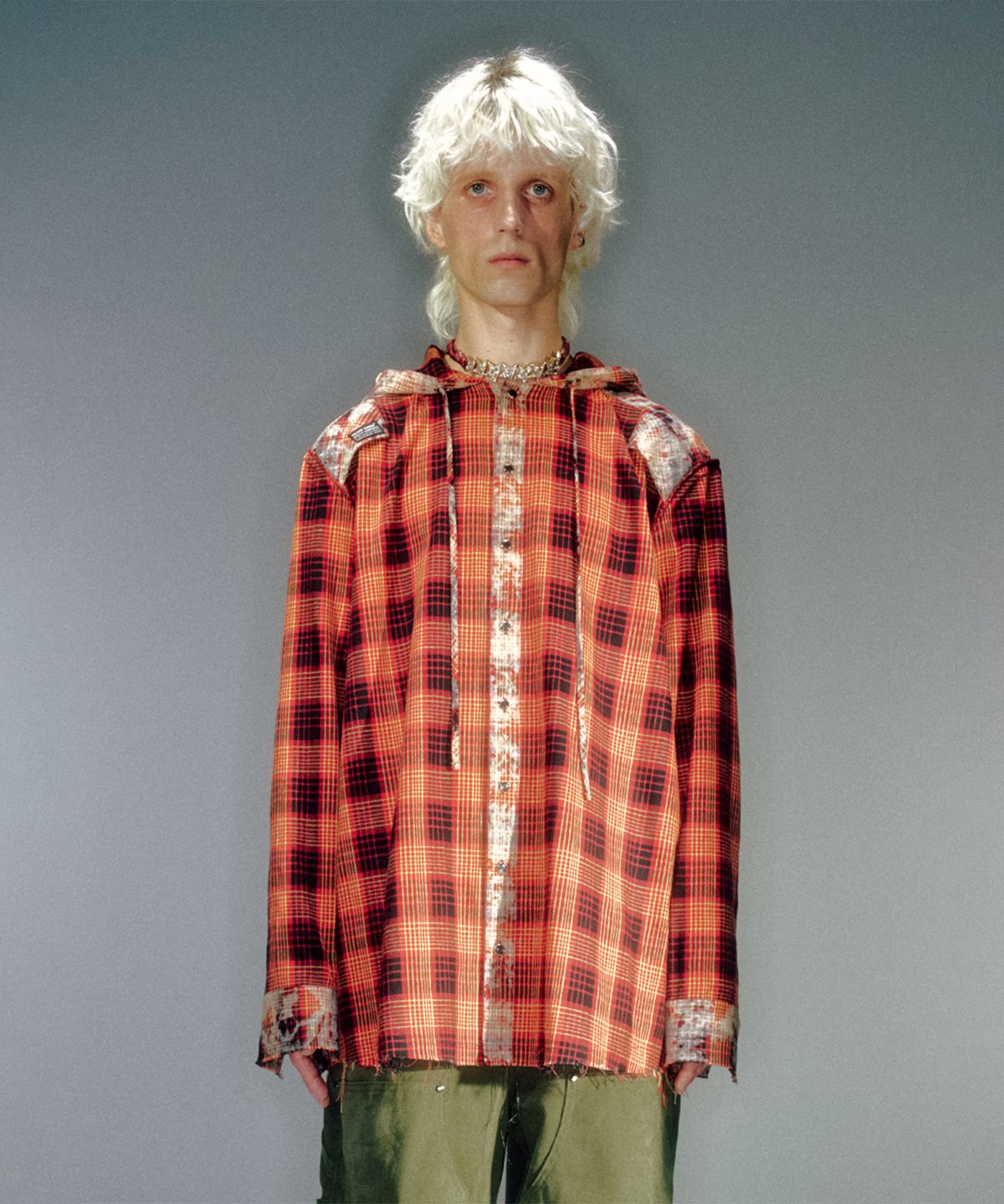 베이컨트 아카이브(VACANT ARCHIVE) MAHA CHECK HOODIE SHIRT (2COLOR)