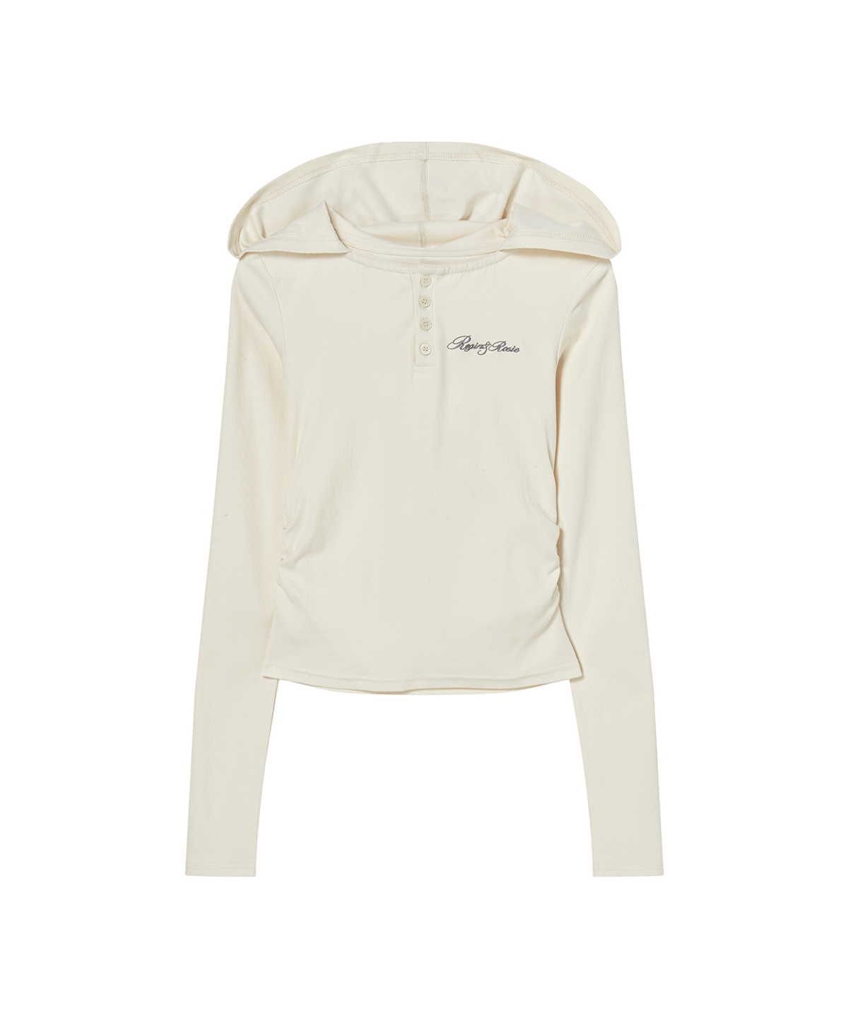 로긴 앤 로지(ROGIN N ROSIE) Henley Neck Slim-Fit Hooded Long Sleeve Ivory