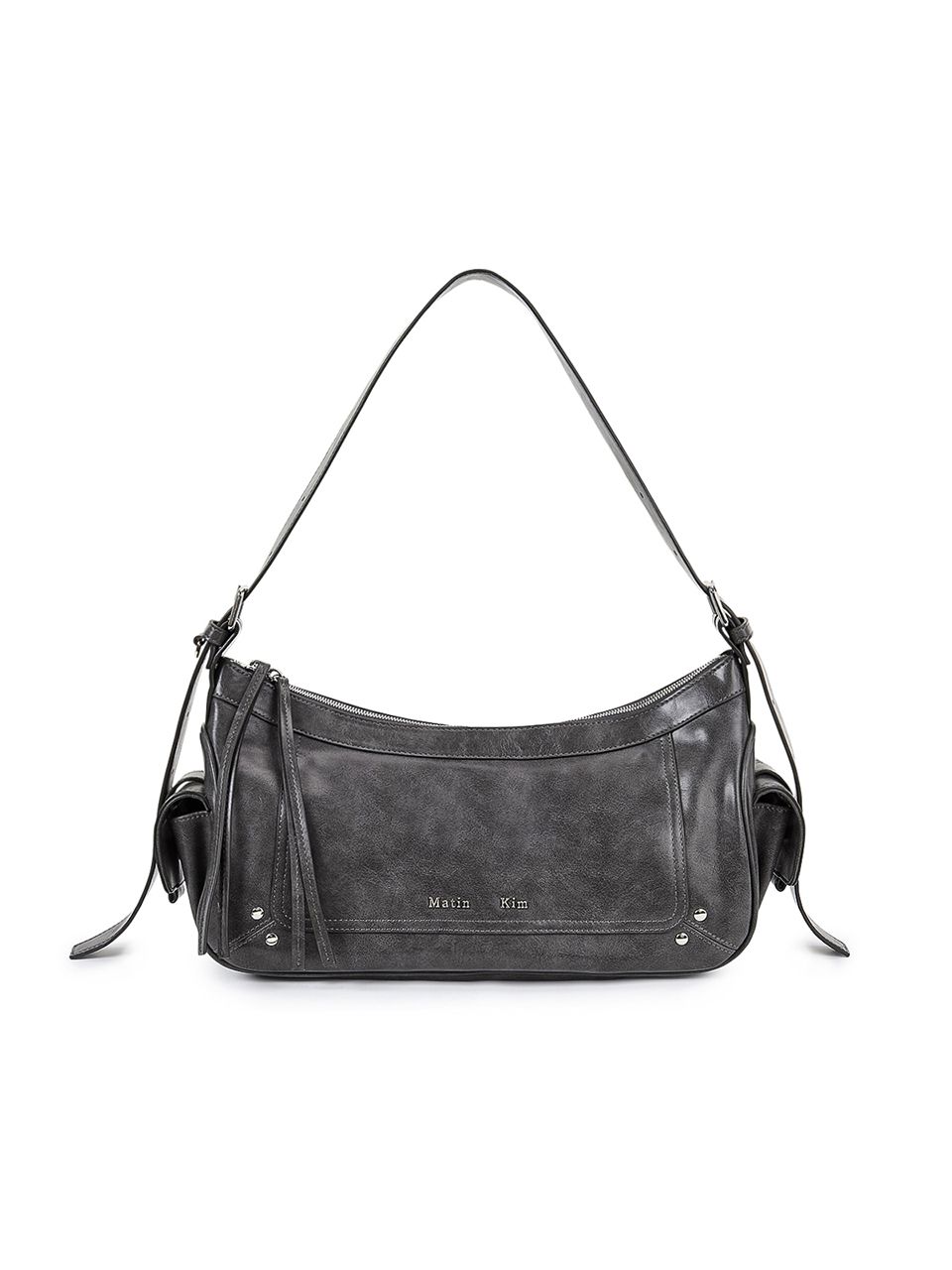 MUSINSA公式 | MATIN KIM RIVET POINT QUAD SHOULDER BAG IN CHARCOAL