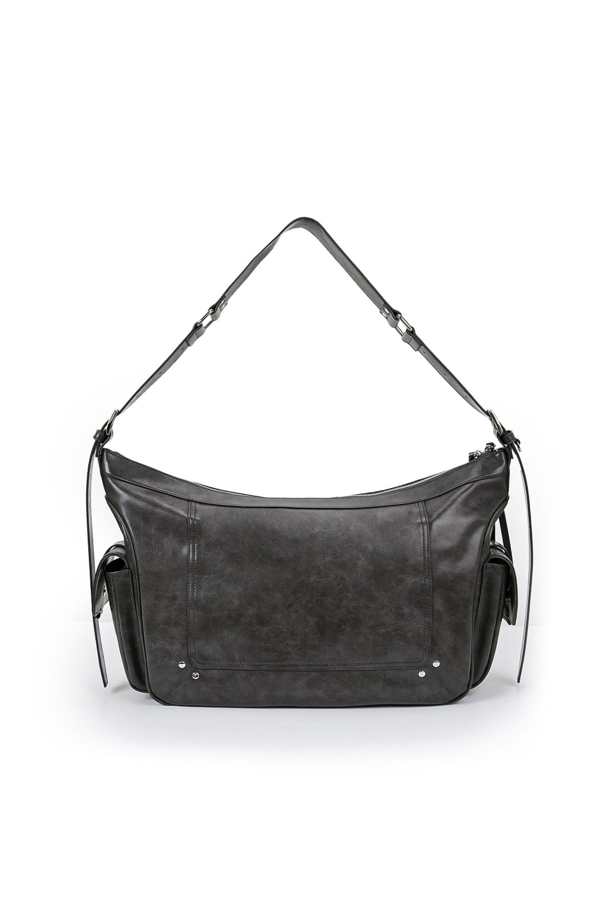 MUSINSA | MATIN KIM RIVET POINT QUAD BIG SHOULDER BAG IN CHARCOAL