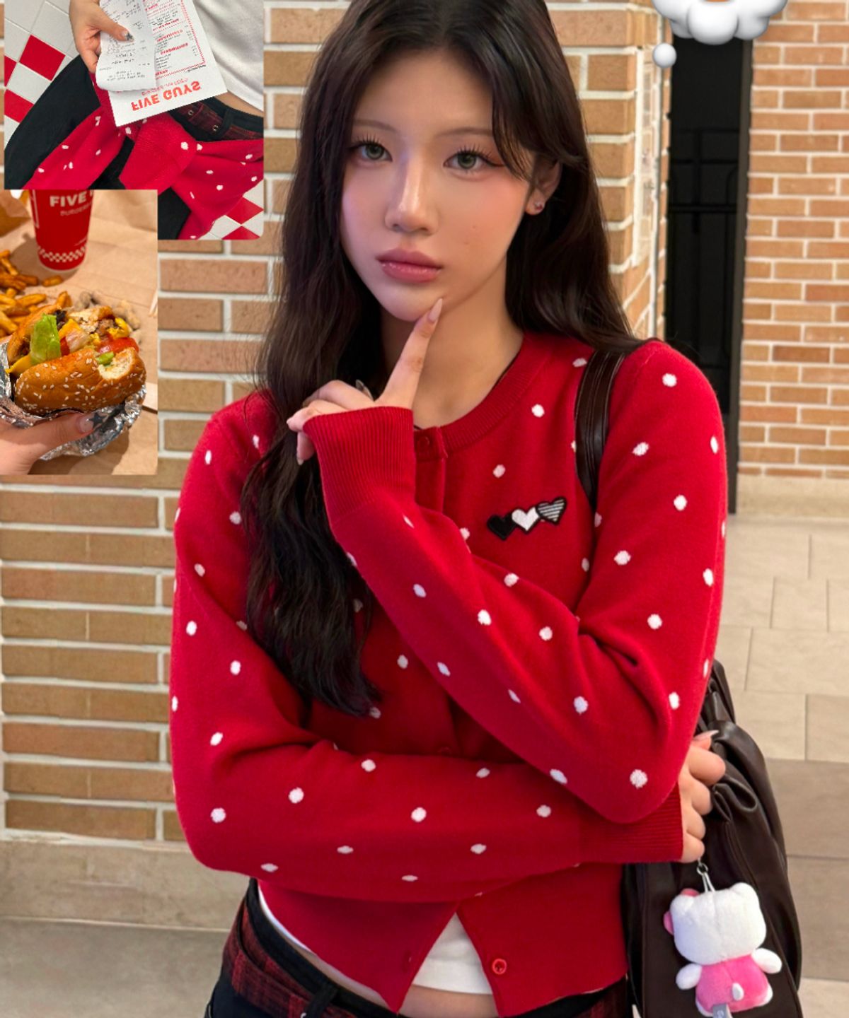 로긴 앤 로지(ROGIN N ROSIE) Heart Button Point Cardigan Red