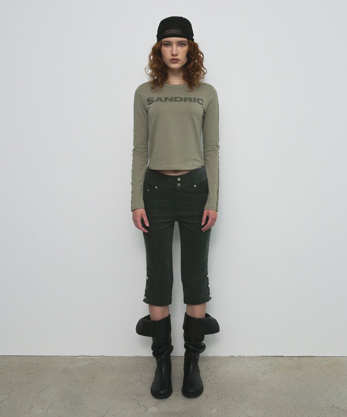 샌드릭(SANDRIC) LINE LOGO T-SHIRT_KHAKI