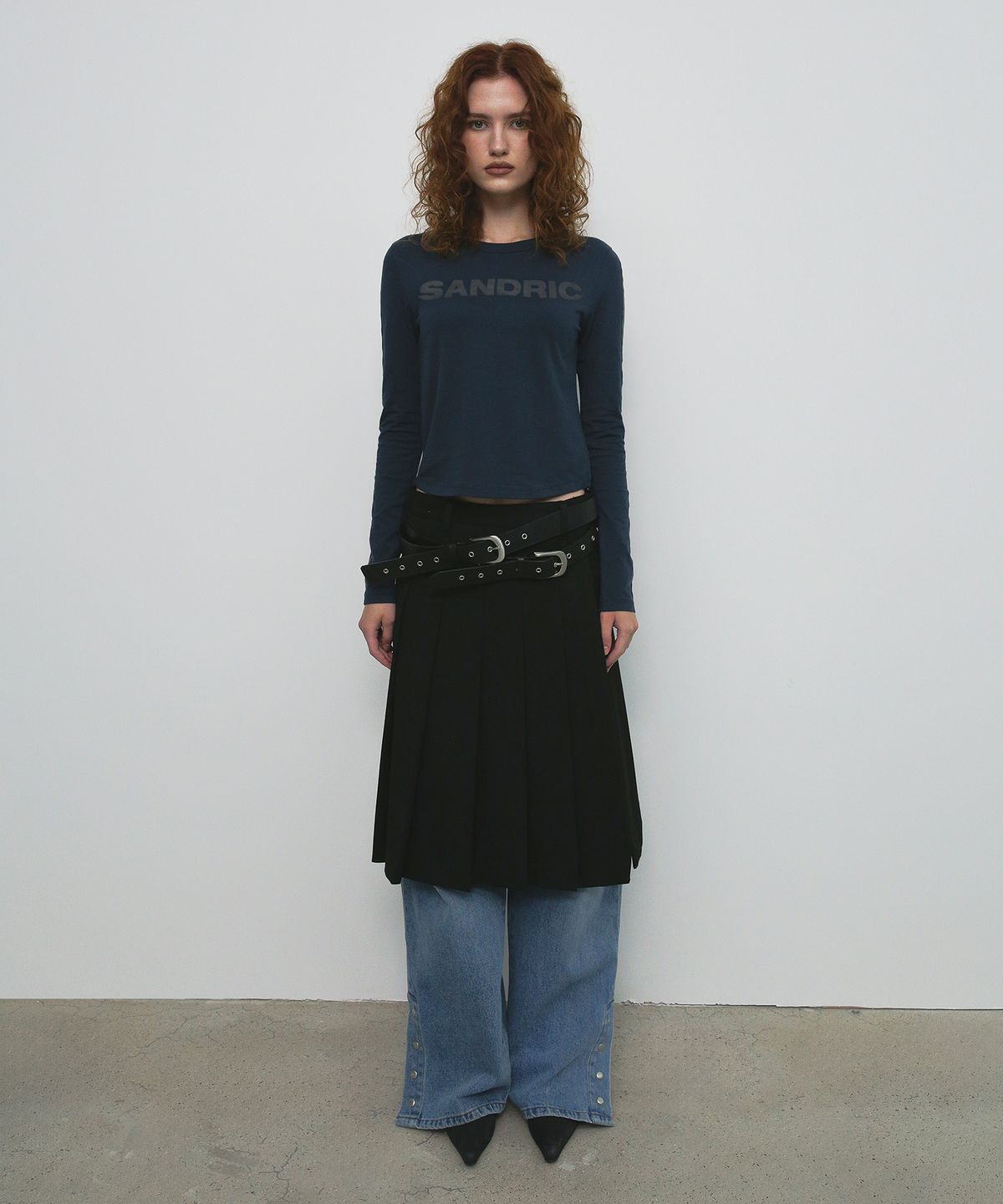 샌드릭(SANDRIC) LINE LOGO T-SHIRT_NAVY