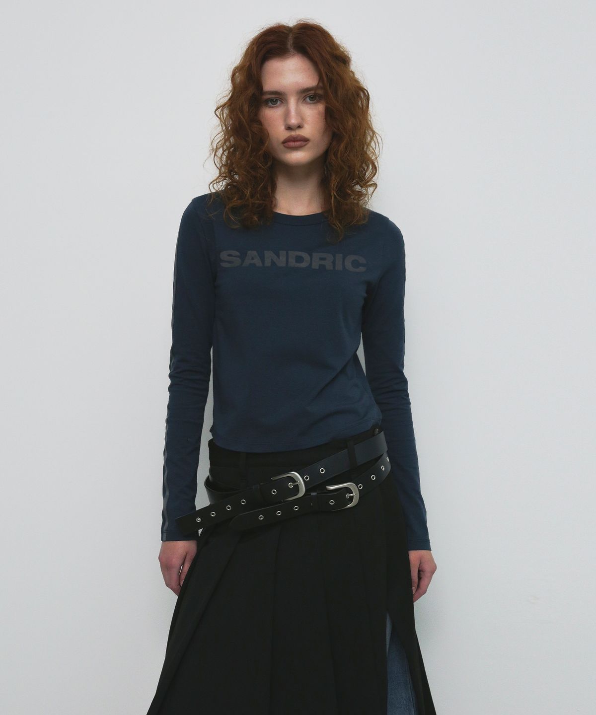 샌드릭(SANDRIC) LINE LOGO T-SHIRT_NAVY