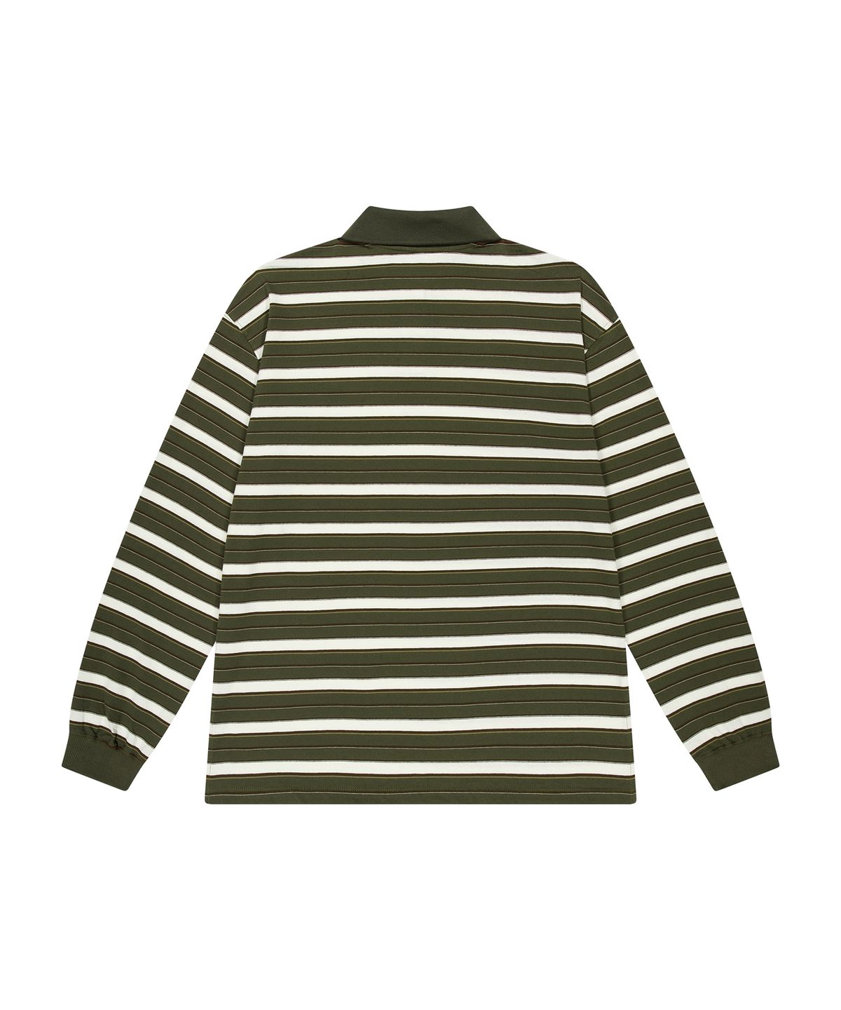 샌드릭(SANDRIC) STRIPE OVERFIT COLLAR T-SHIRT_KHAKI
