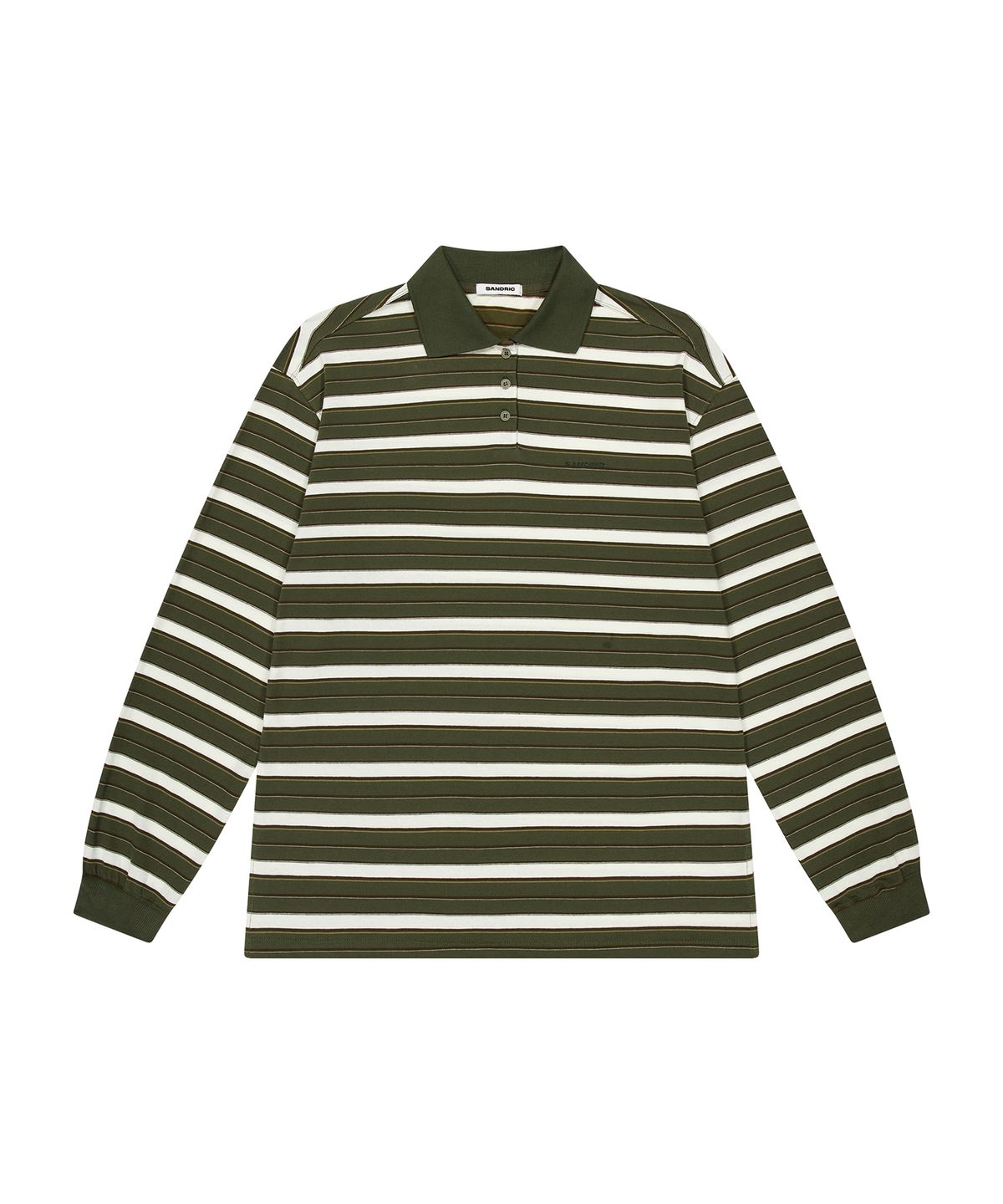 샌드릭(SANDRIC) STRIPE OVERFIT COLLAR T-SHIRT_KHAKI