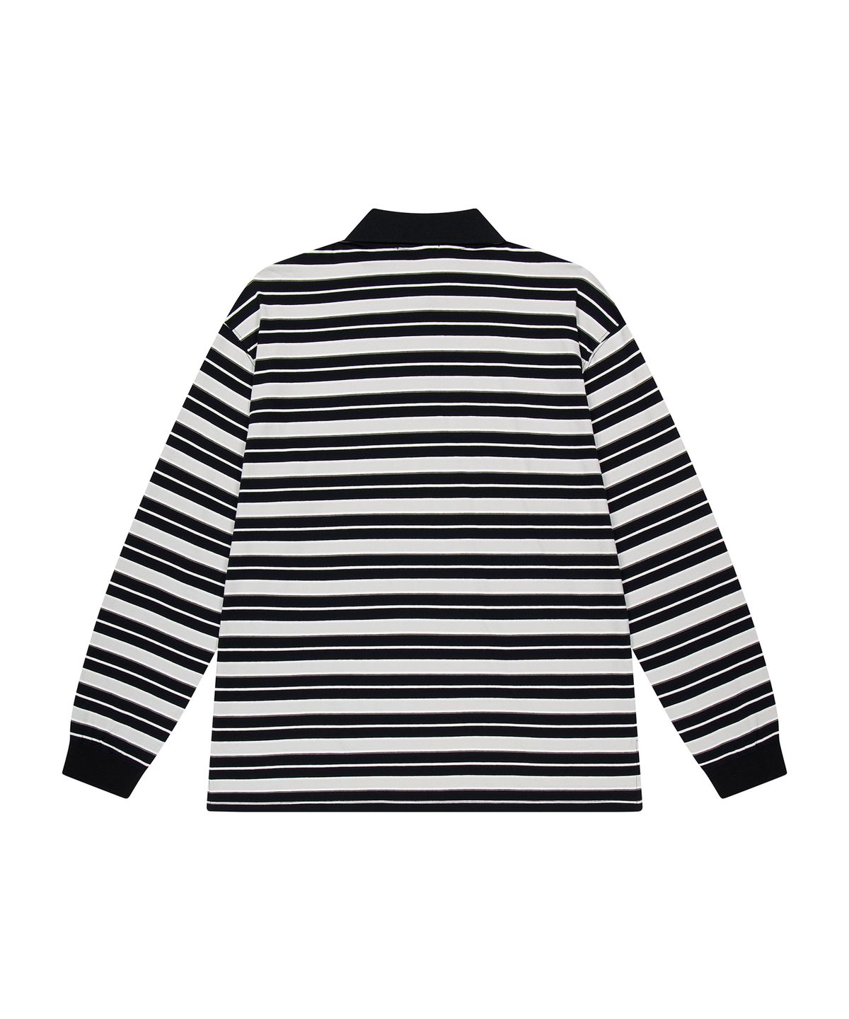 샌드릭(SANDRIC) STRIPE OVERFIT COLLAR T-SHIRT_BLACK