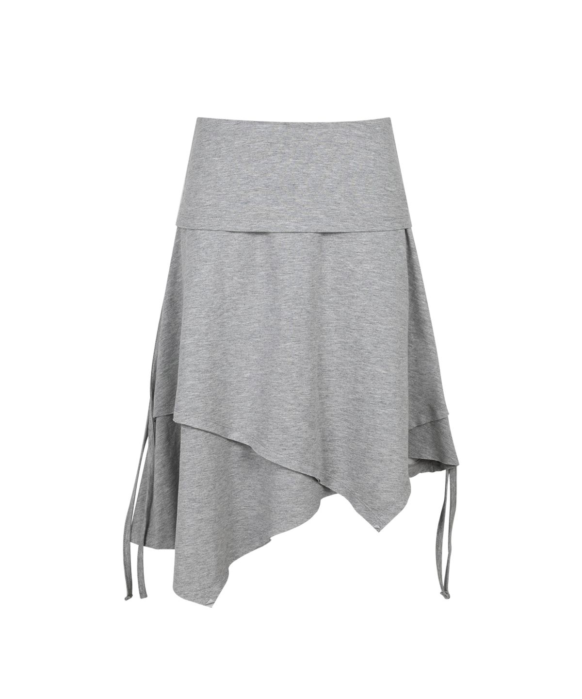 샌드릭(SANDRIC) UNBALANCED STRING MIDI SKIRT_MELANGE GREY