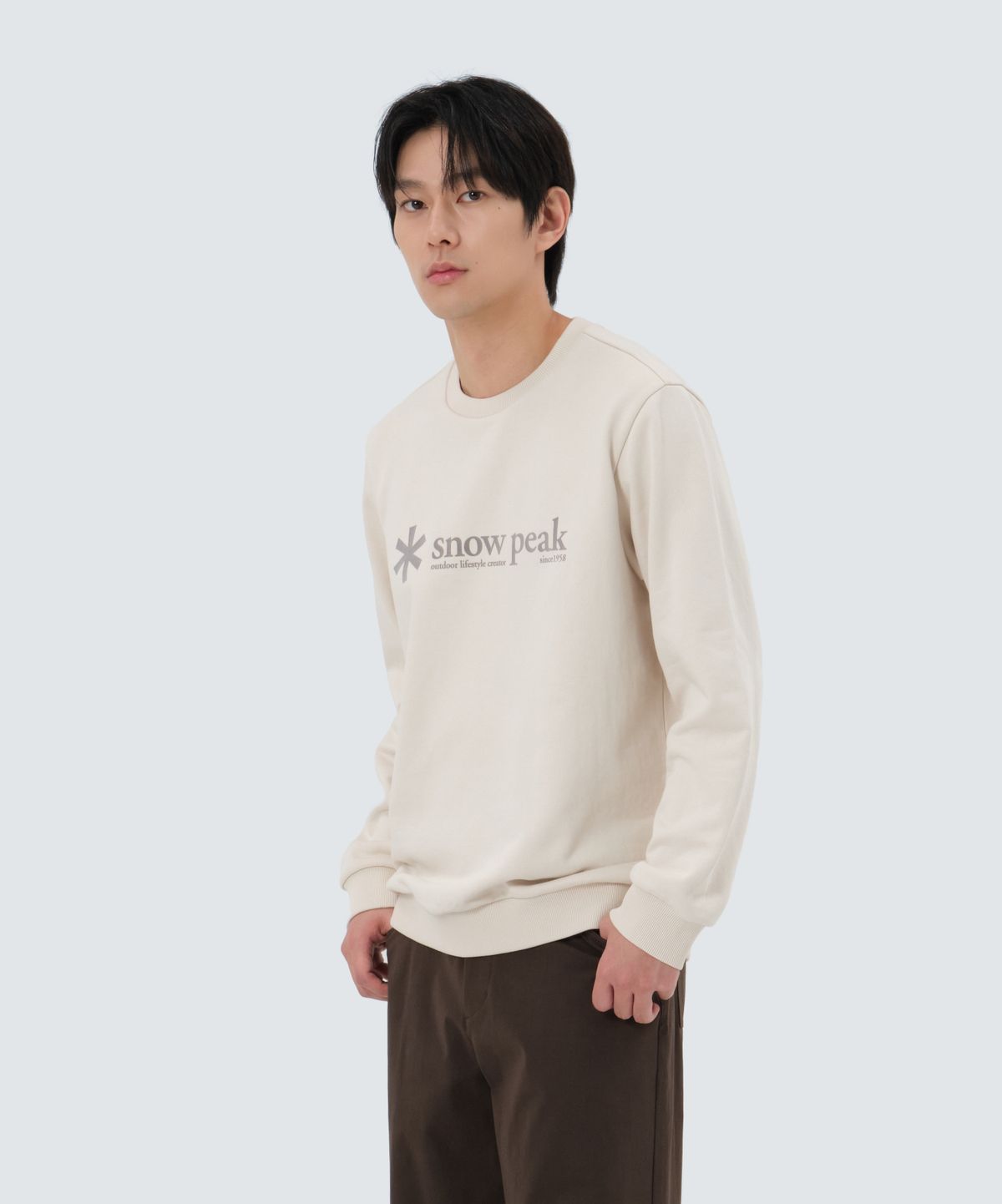 스노우피크 어패럴(SNOWPEAK APPAREL) 빅로고 맨투맨 (S25FMFHT68) Sand Beige