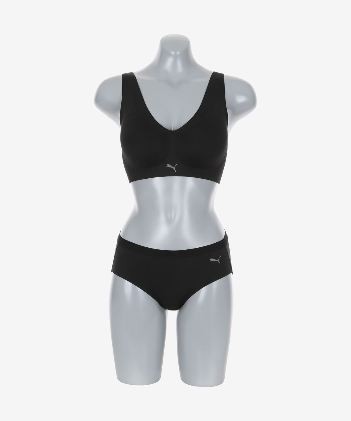 푸마 바디웨어(PUMA BODYWEAR) 여성 스킨라이크 프리컷 브라팬티 세트 블랙