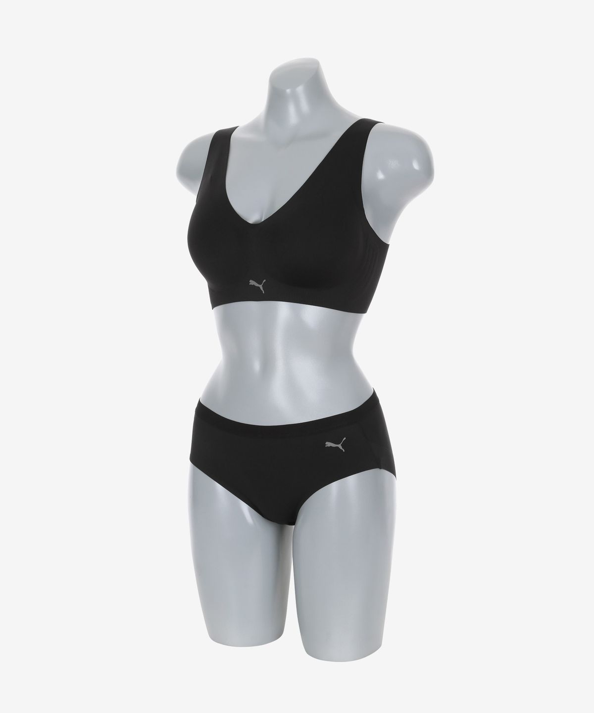 푸마 바디웨어(PUMA BODYWEAR) 여성 스킨라이크 프리컷 브라팬티 세트 블랙