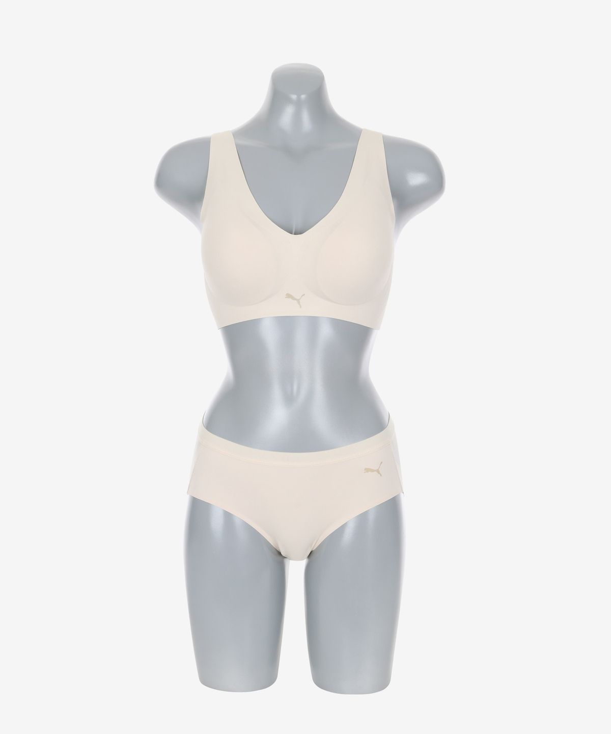 푸마 바디웨어(PUMA BODYWEAR) 여성 스킨라이크 프리컷 브라팬티 세트 베이지