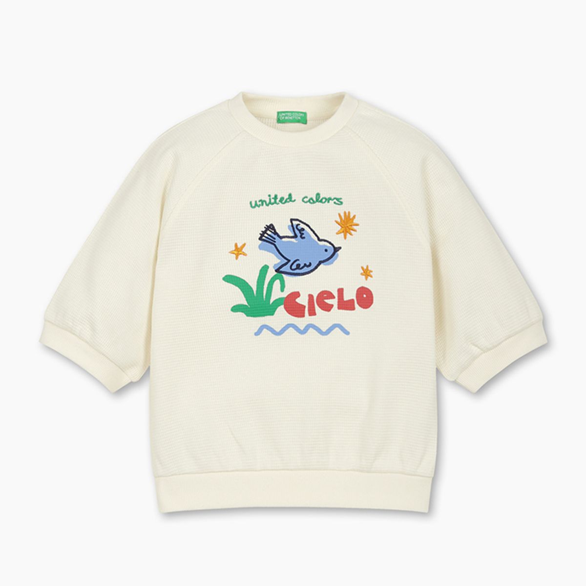 베네통키즈(BENETTONKIDS) 컬러스 와플 5부 티셔츠_QATS05541IV