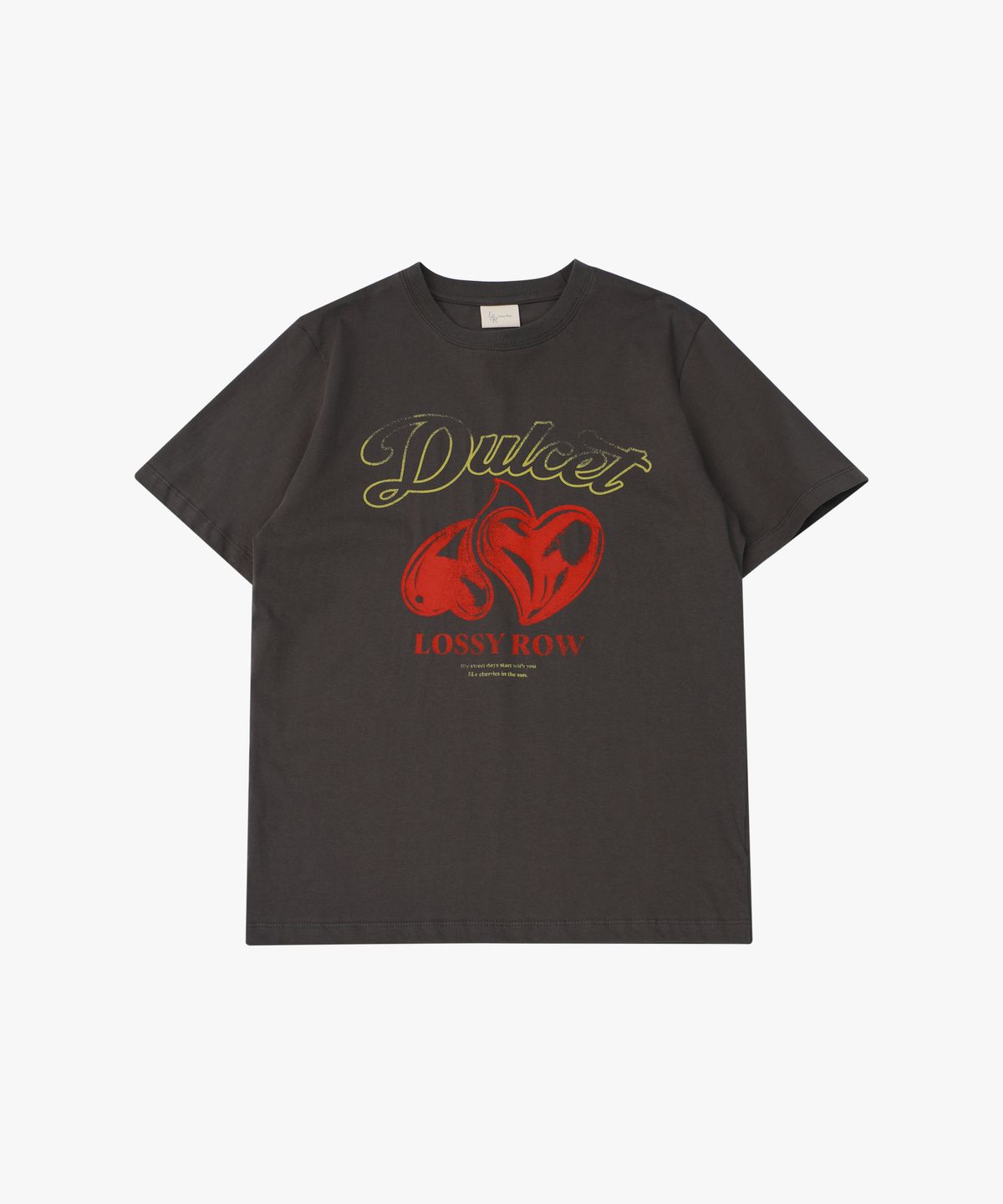 로시로우(LOSSYROW) Retro Cherry Heart T-Shirt  Charcoal