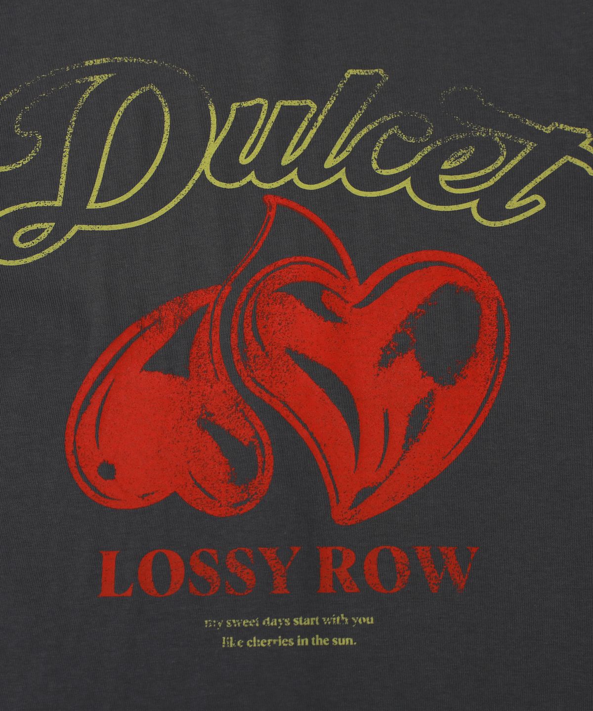 로시로우(LOSSYROW) Retro Cherry Heart T-Shirt  Charcoal