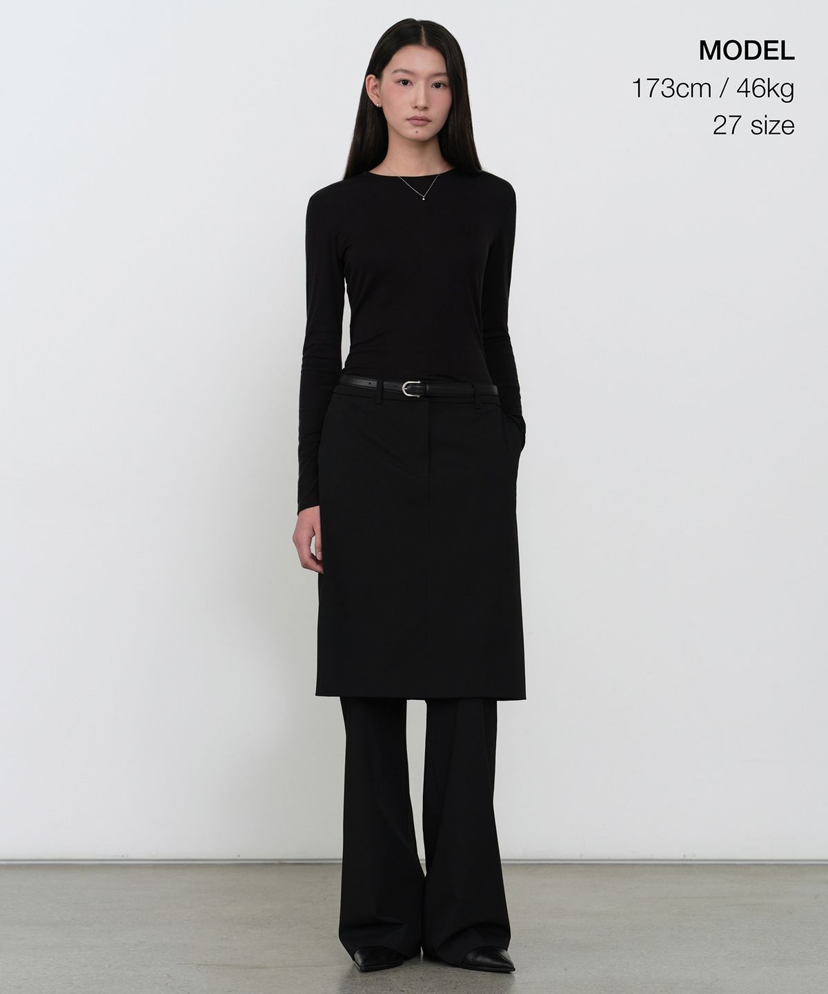 무신사 스탠다드 우먼(MUSINSA STANDARD WOMAN) 우먼즈 스커트 레이어드 슬랙스 [블랙]