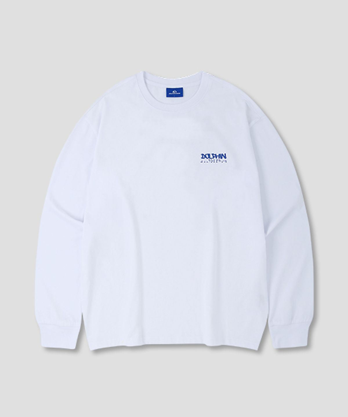 돌핀웨이브어패럴(DOLPHIN WAVE APPAREL) 돌핀 핑거리딩 그래픽 긴팔 티셔츠 화이트