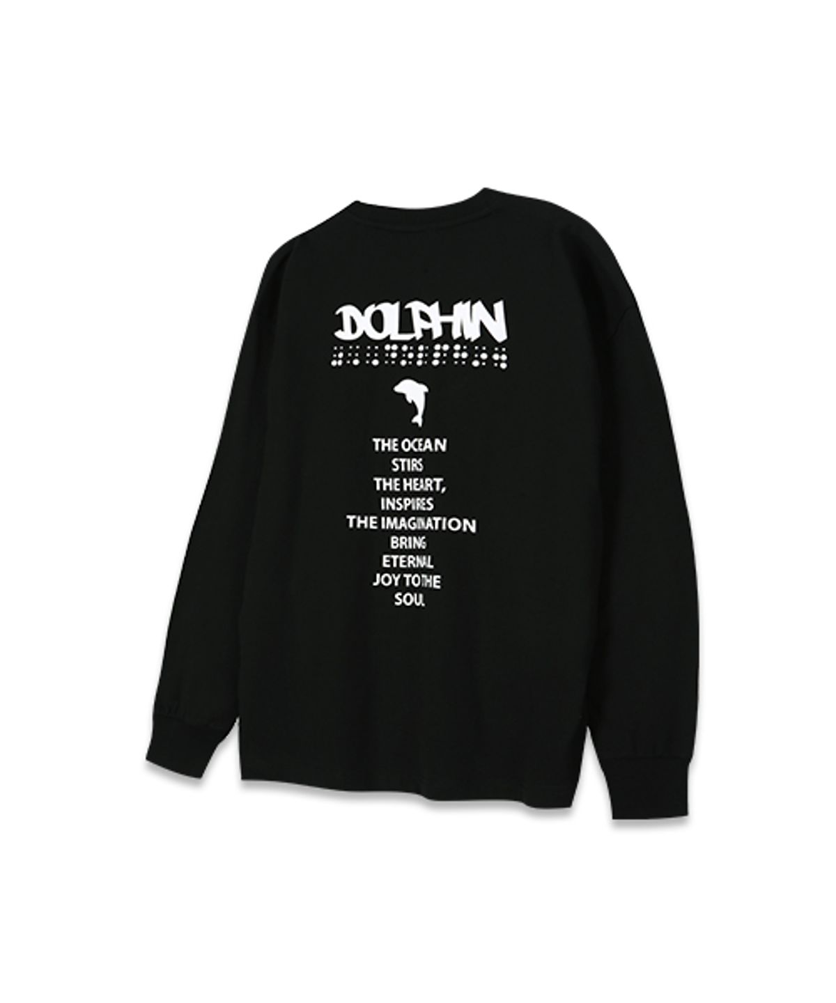 돌핀웨이브어패럴(DOLPHIN WAVE APPAREL) 돌핀 핑거리딩 그래픽 긴팔 티셔츠 블랙