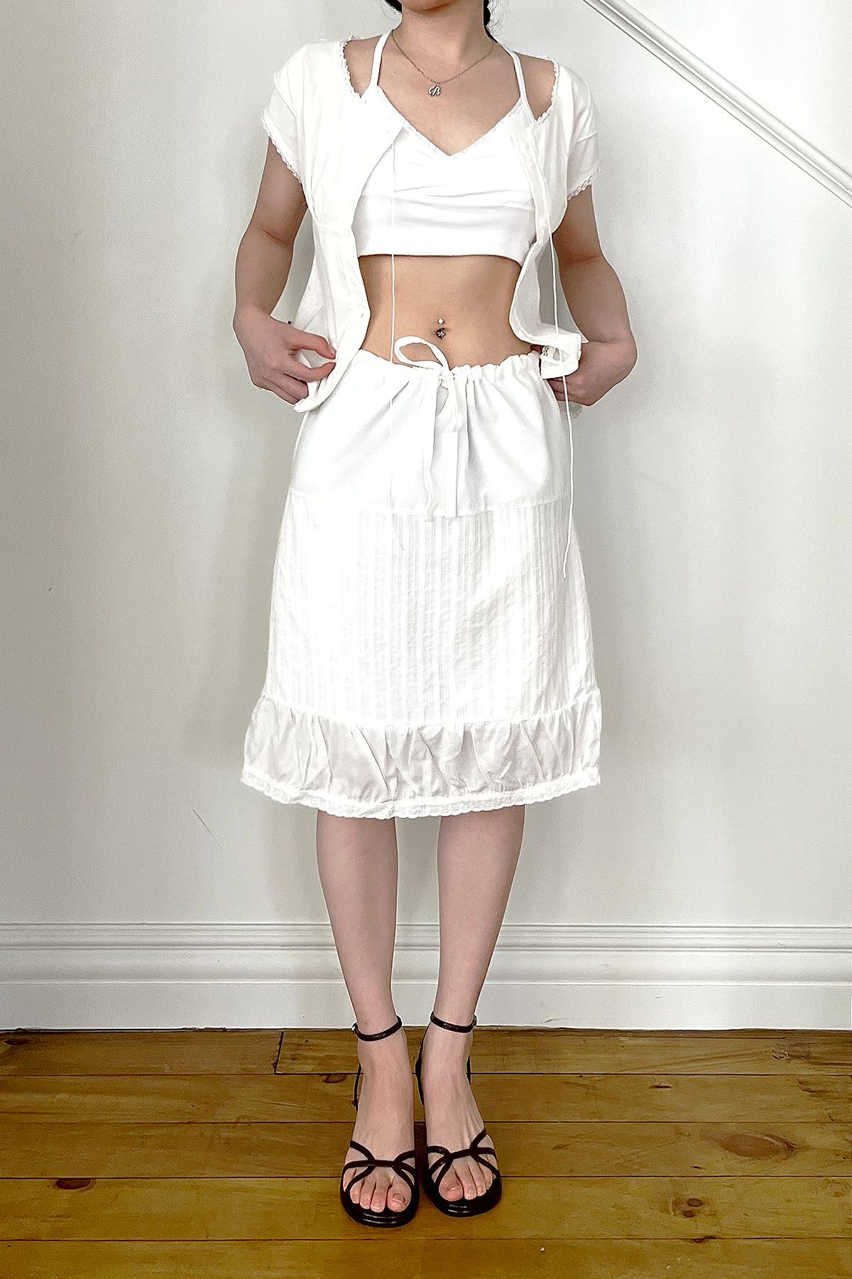 벨리아르(BELLIALEU) COTTON VEIL SKIRT-WHITE