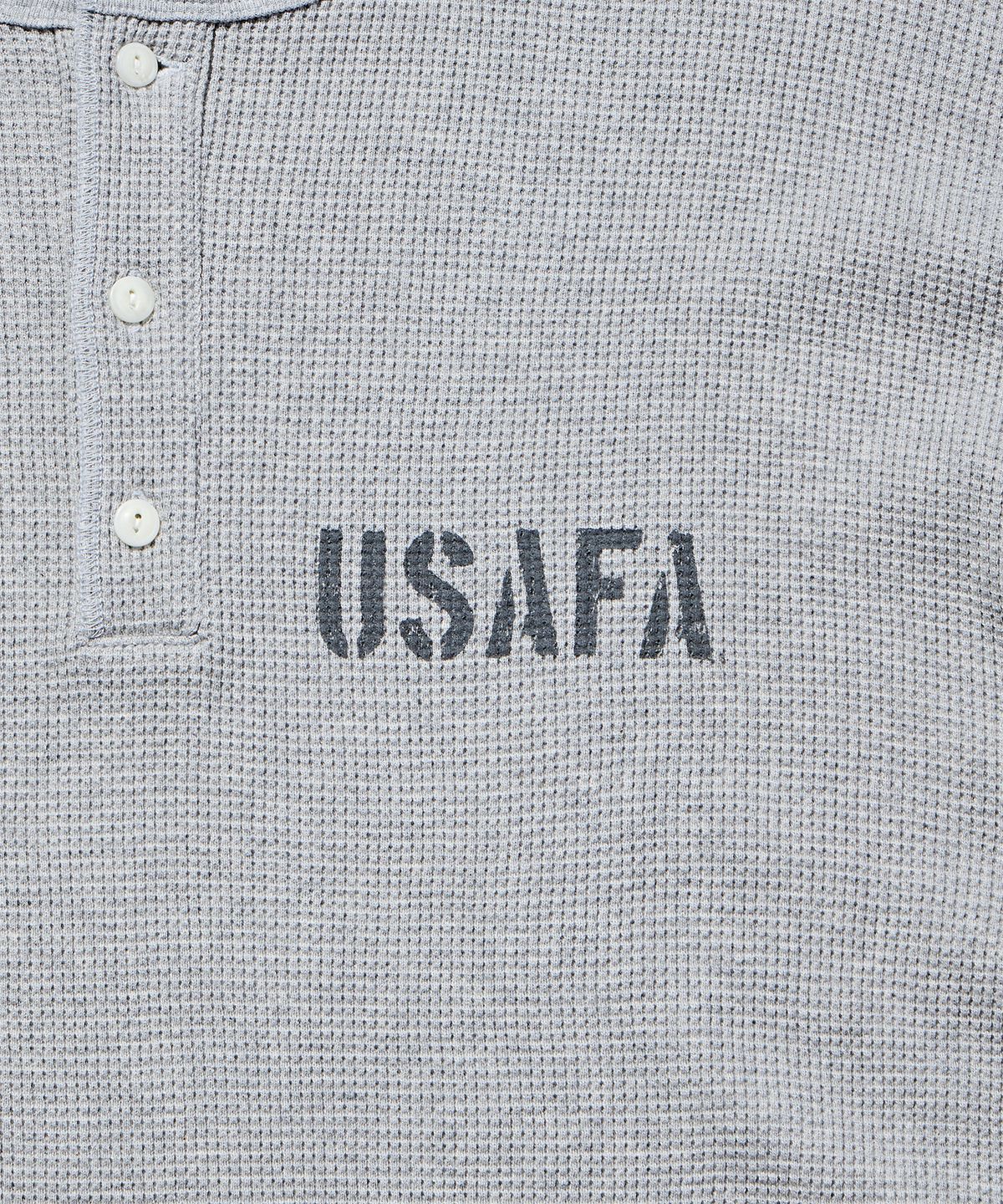 디스커스 애슬레틱(DISCUS ATHLETIC) USAFA 로고 와플 헨리넥 롱 슬리브 티셔츠 멜란지 그레이