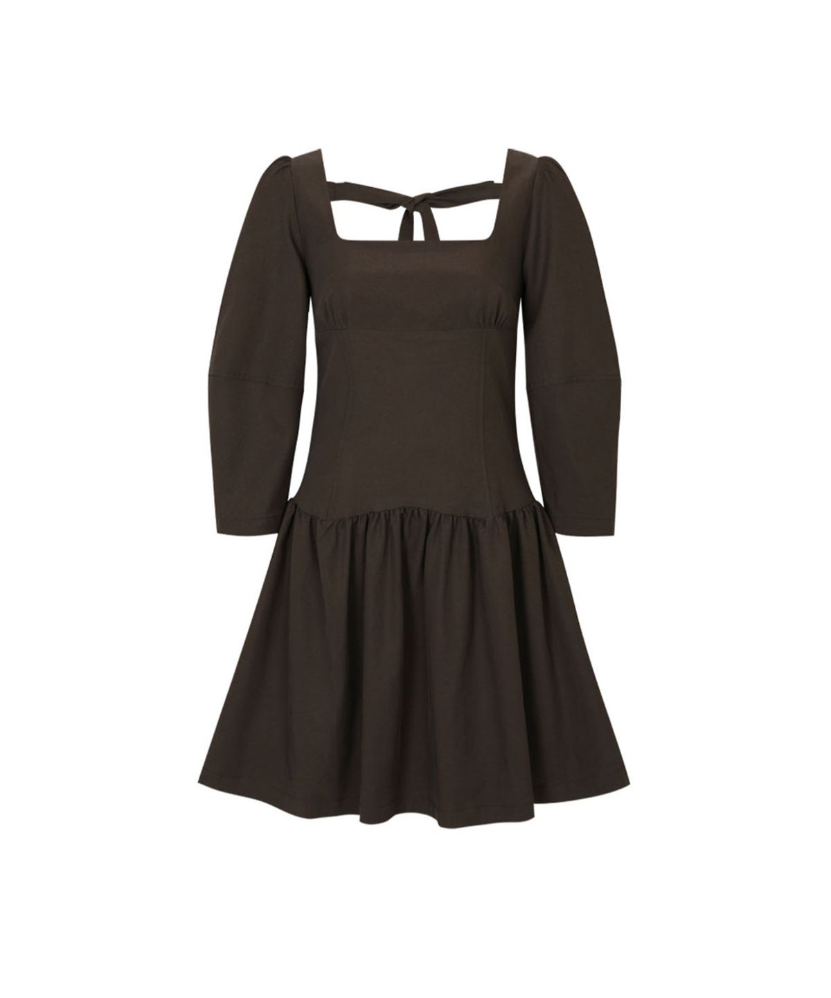 루루서울(LOULOUSEOUL) Ribbon Tie Classic Dress (Brown)