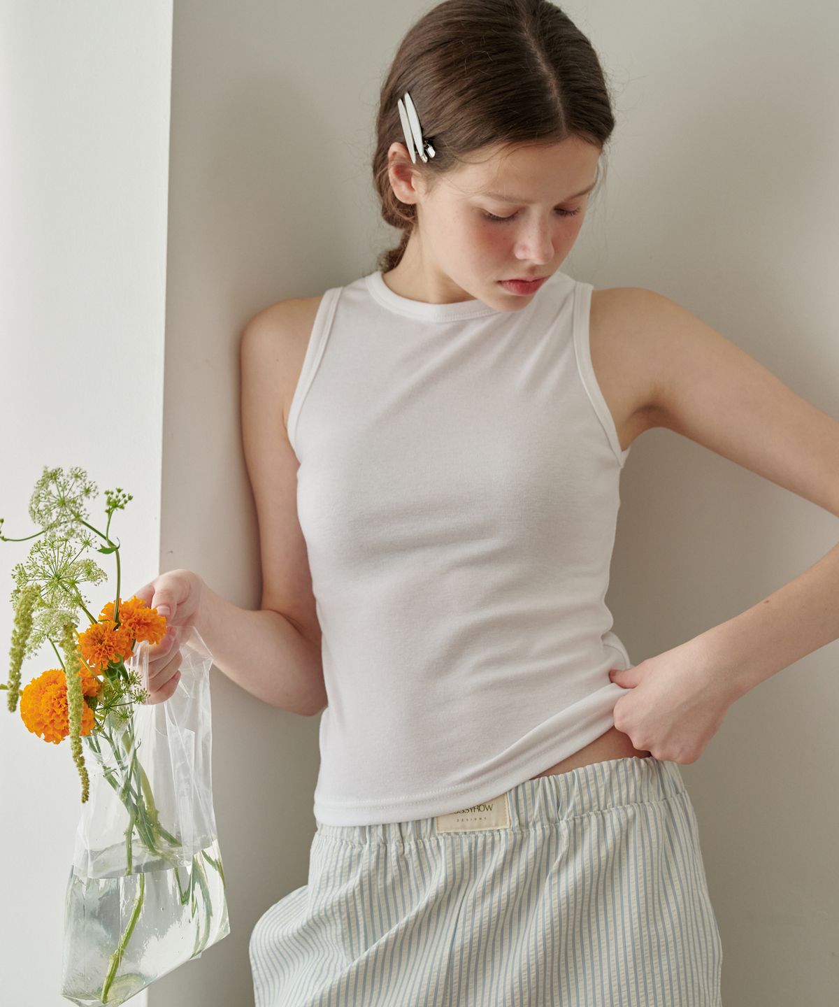로시로우(LOSSYROW) Summer Stripe Long Pants  Sky Blue