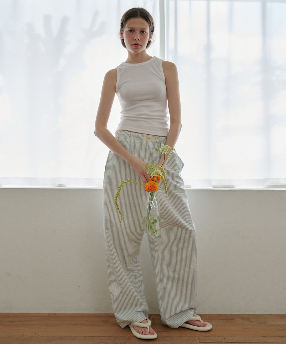 로시로우(LOSSYROW) Summer Stripe Long Pants  Sky Blue